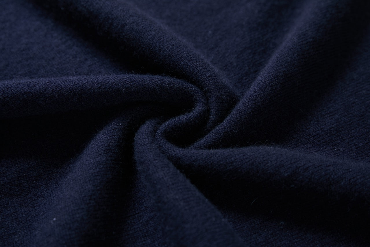 Genoa Midnight Blue Cashmere Half Zip Sweater