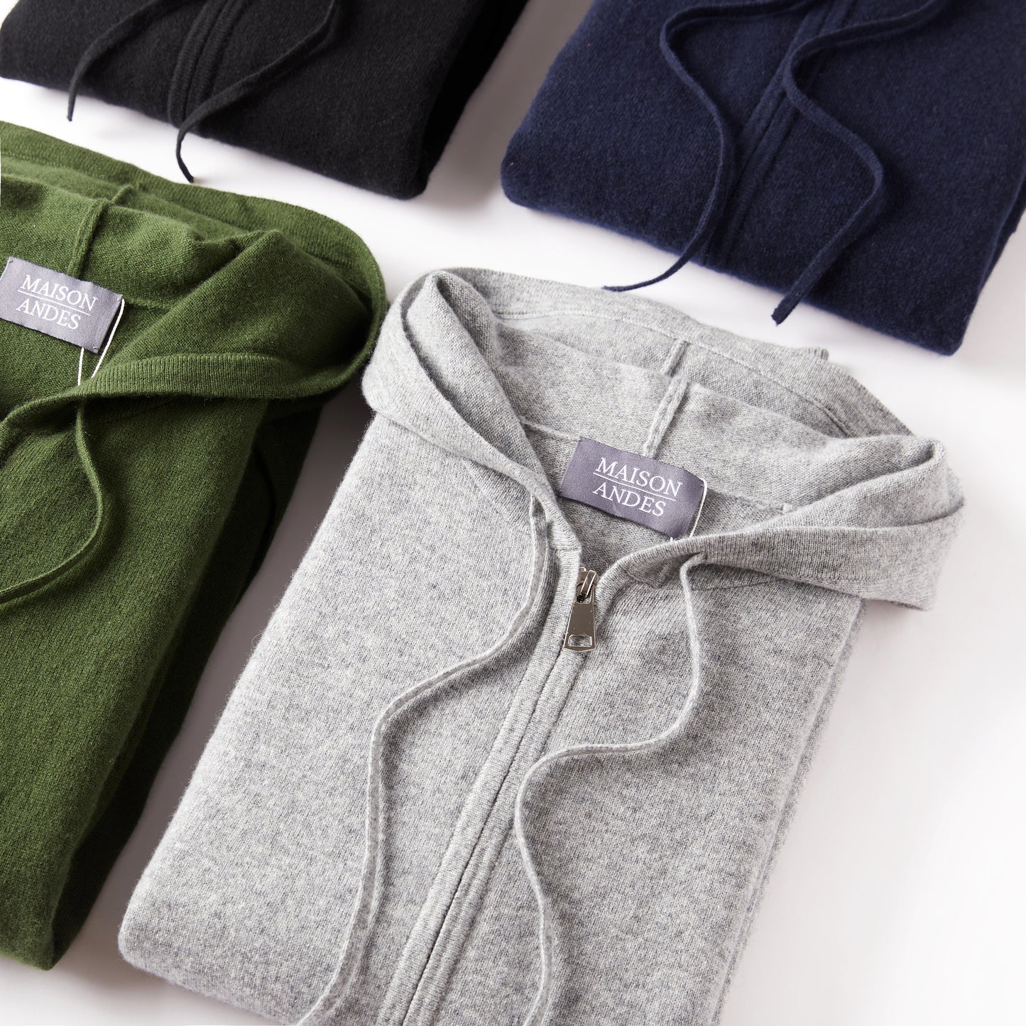 Verona Midnight Blue Cashmere Hooded Full Zip Bomber