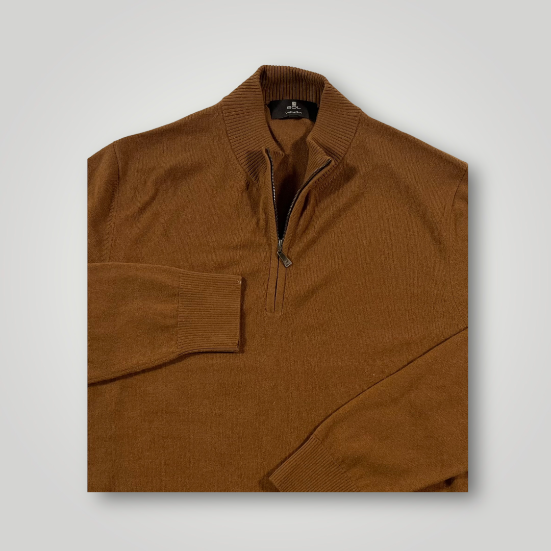 Half Zip Classic Sweater in Vicuña Natural