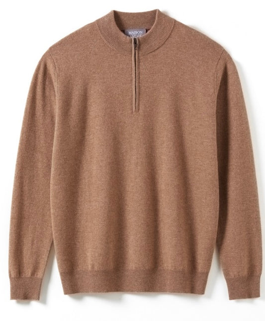 Genoa Camel Cashmere Half Zip Sweater